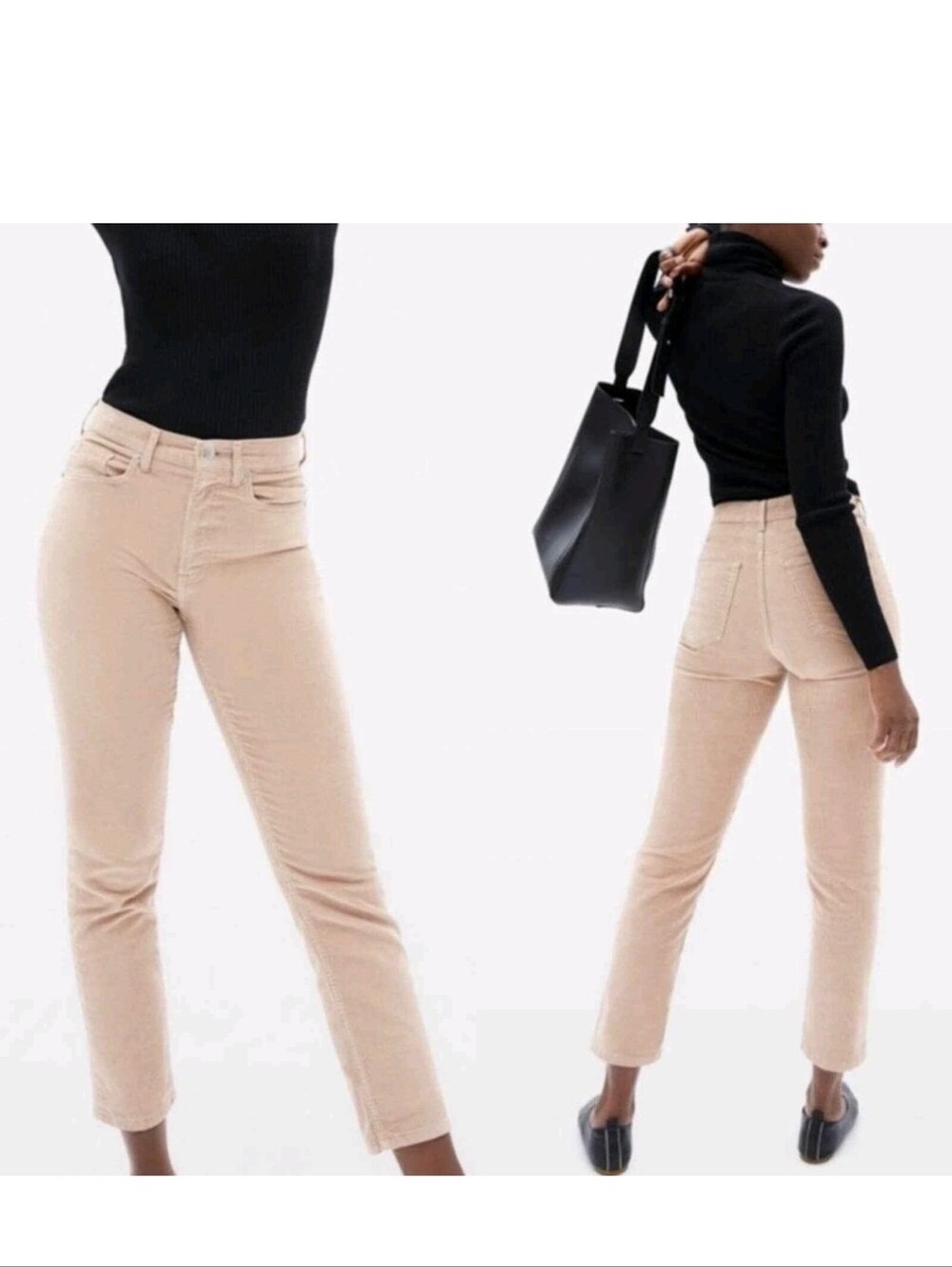 Everlane Baby Cord Cheeky Crop Khaki Tan High Rise Pants Women's Size 28